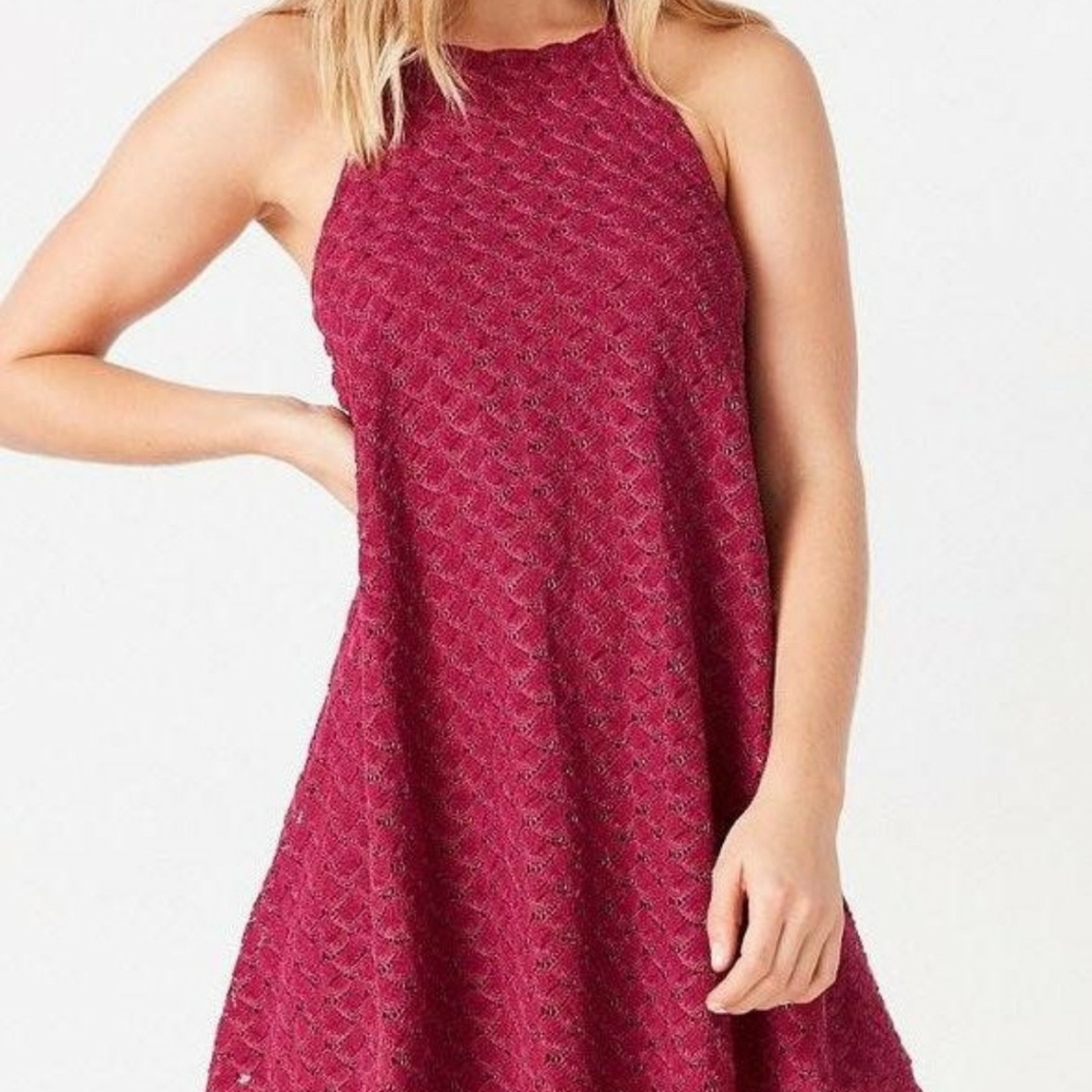 Maroon Flame Halter Dress